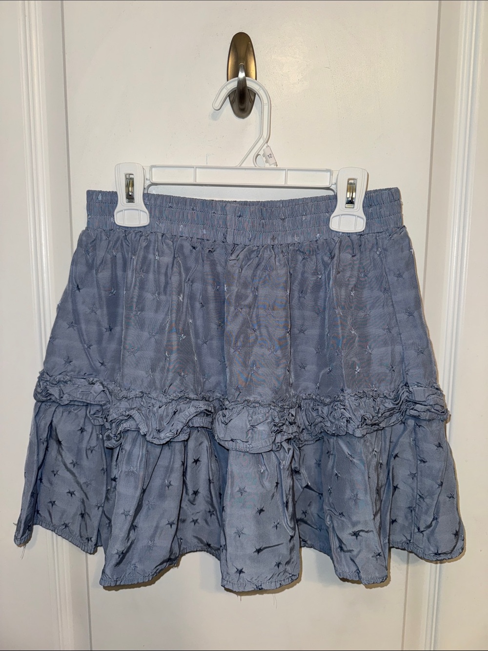 American Threads Dusty Blue Ruffle Mini Skirt